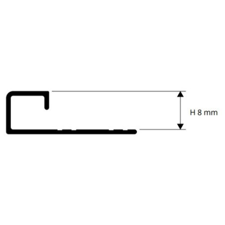 Profilis, aliuminis anoduotas, juodas, h 8 mm, L 2,7 m, 1 vnt