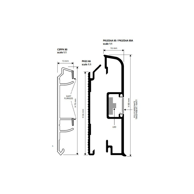 Grindjuostė, anoduoto aliuminio su LED, L 2,0m