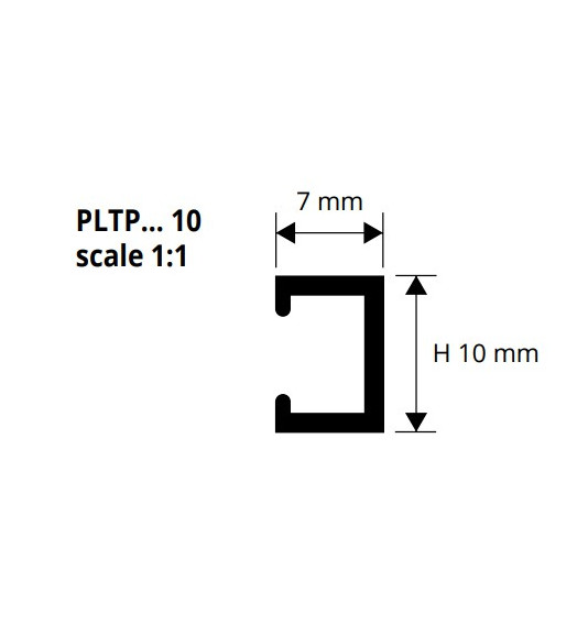 Profilis, aliuminis anoduotas, juodas, h 10 mm, L 2,7 m