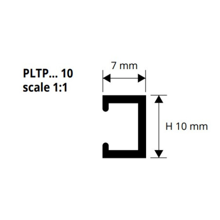 Profilis, aliuminis anoduotas, juodas, h 10 mm, L 2,7 m