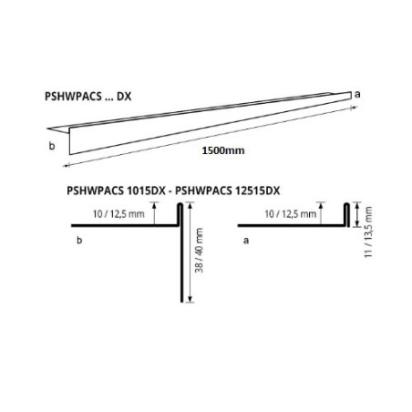 Profilis dušo nerūdijantis plienas, dešininis, h 12,5 mm, L 1,5 m