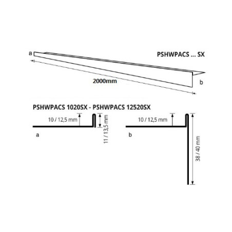 Profilis dušo nerūdijantis plienas, kairinis, h 12,5 mm, L 2 m