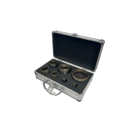 Puurid (keerdpuur, pidev teemantpuur) komplekt Ø10, 12, 20, 35, 40, 60, 68 mm + metallkast 7 koha jaoks | margpuurimise-teemantotsad | NMF Home