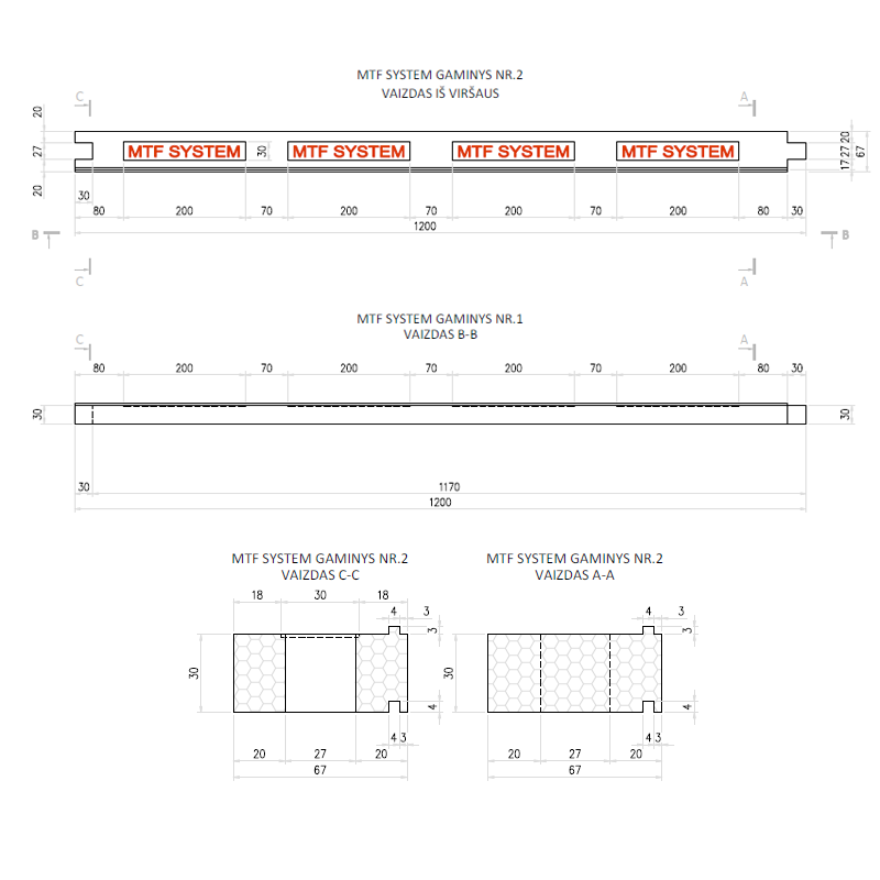 Aknalement - MTF W A 67x30 mm, pikkus 1200 mm, 1 tk.