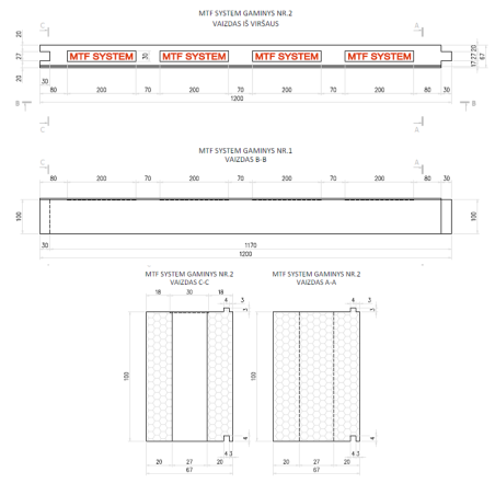 Aknalement - MTF W C 67x100 mm, pikkus 1200 mm, 1 tk. | jackoni-hudrosusteemid | NMF Home