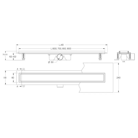 Roostevabast terasest pikitrepp DUO, must, 800 mm | duso-padai-trapai | NMF Home