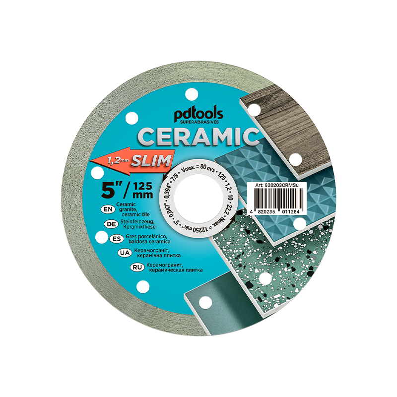 Teemantketas CERAMIC SLIM, kuiv-/märglõikamiseks, Ø125 mm, 22,2 mm