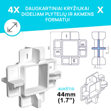 Ristid plaatide vahekauguste jaoks, korduvkasutatavad, 1,2,3,5 mm (40 tk) | ristid | NMF Home