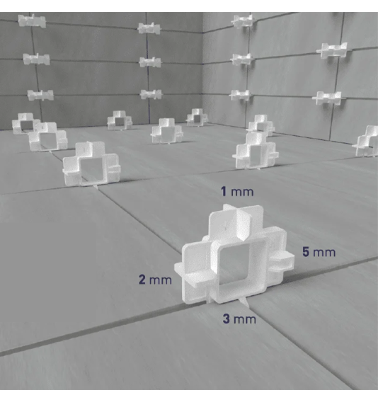 Ristid plaatide vahekauguste jaoks, korduvkasutatavad, 1,2,3,5 mm (40 tk)