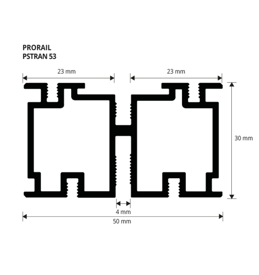 PRORAIL alumiiniumtala 50x30 mm, 1 tk.