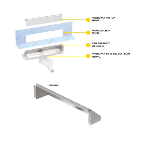 PROSHOWER WALL DRAIN seinale paigaldatav trepikoda, roostevaba teras, 80 cm., 1 tk.