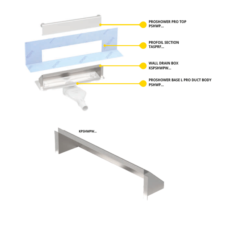 PROSHOWER WALL DRAIN seinale paigaldatav trepikoda, roostevaba teras, 80 cm., 1 tk.