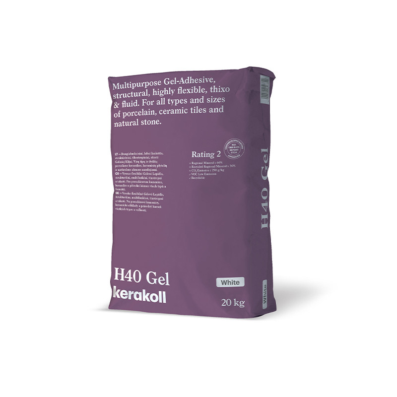 Kerakoll H40 Gel (valge), 20 kg, äärmiselt elastne liim C2TE S1