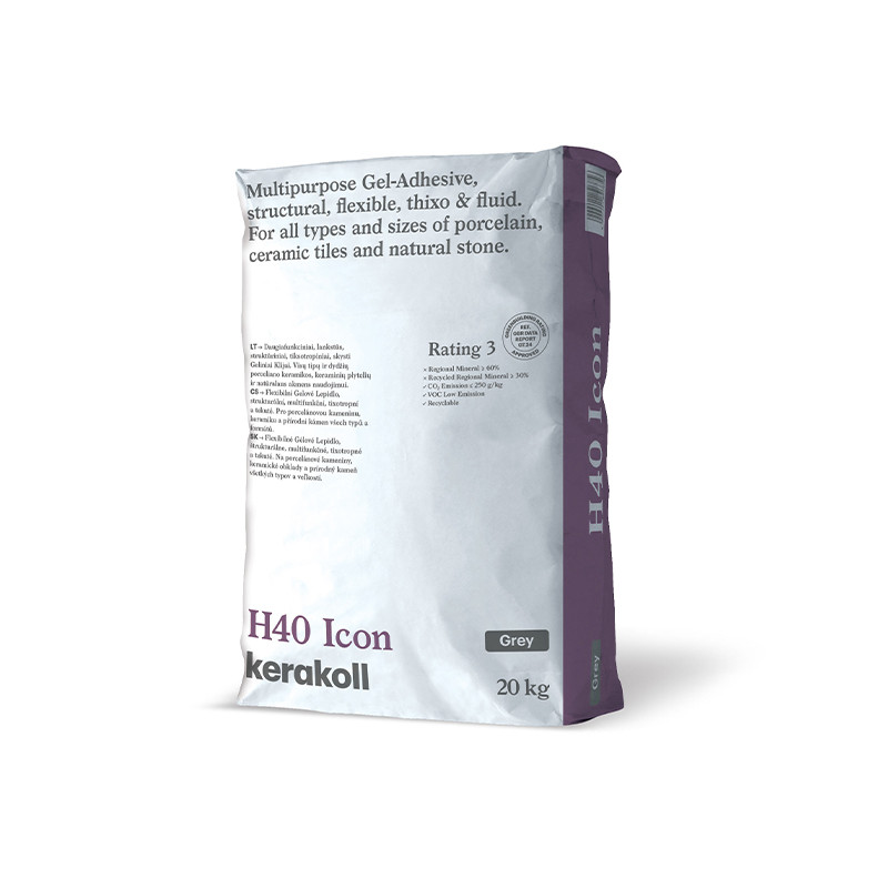 Kerakoll H40 Icon (hallid), 20 kg, mineraalsed elastne liim C2TE