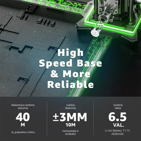 Huepar W04CG 4D laserviisor koos pöörleva aluse ja patareiga | lukustus-mooteriistad | NMF Home