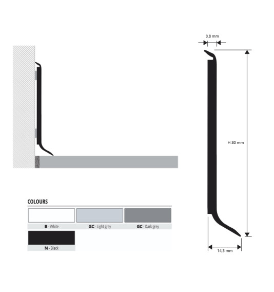 PVC must 80 mm, L 2,2 m, 1 tk.