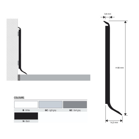 PVC must 80 mm, L 2,2 m, 1 tk. | porandaliistud | NMF Home