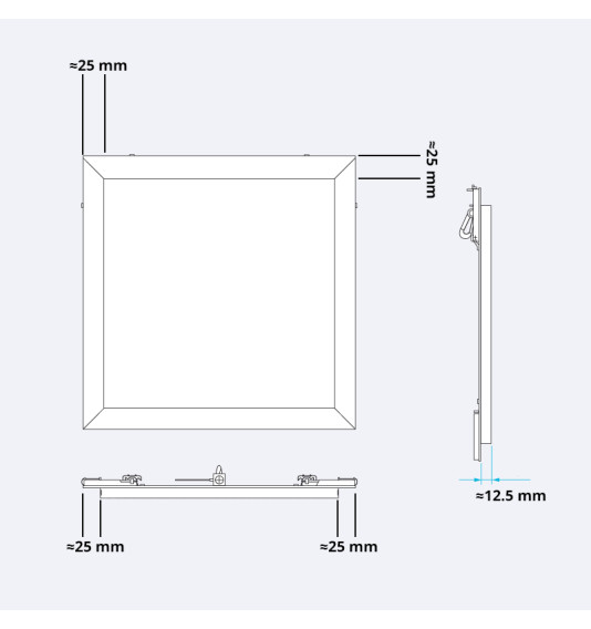 Alumiiniumist revisioon uks (värvitav), 1000x600x12,5 mm